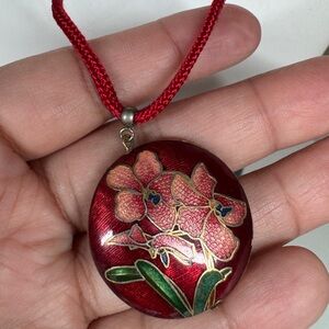 Cloisonné floral necklace